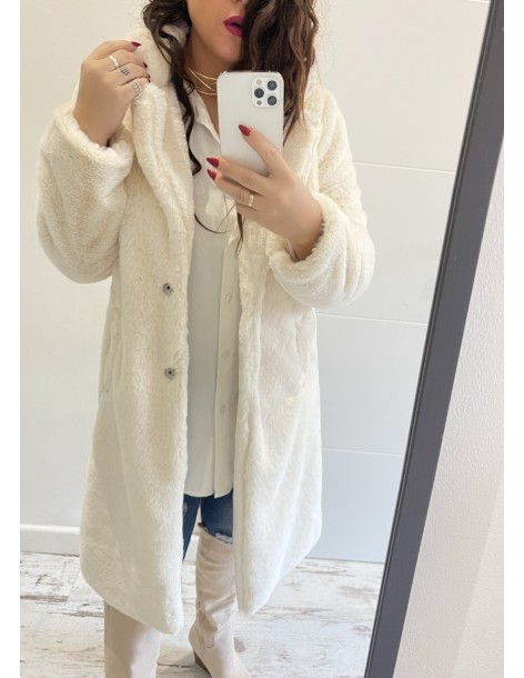 Abrigos pelos blanco largo