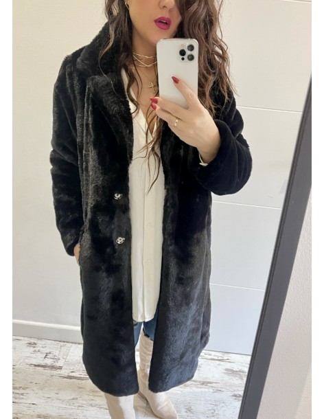 Abrigos pelos negro largo