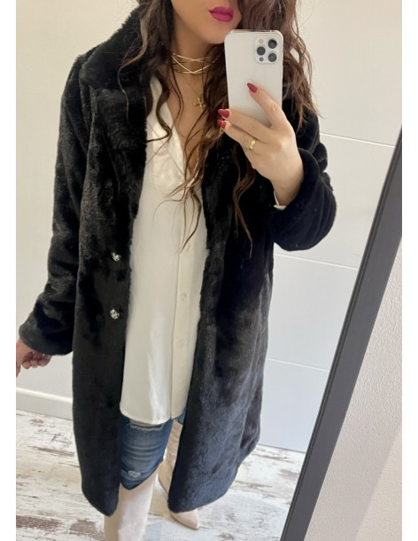 Abrigos pelos negro largo 2
