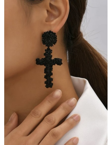 Pendientes cruz BLACK