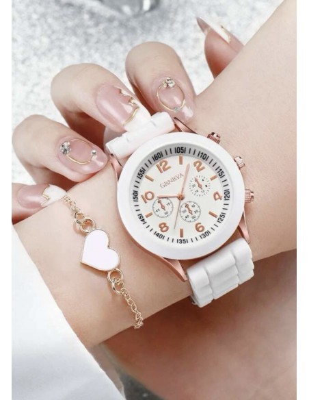 Reloj goma blanco