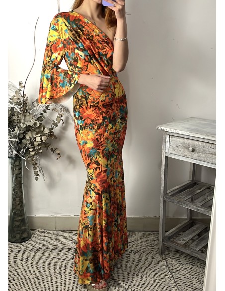 Vestido FLORES ORANGE FIESTA