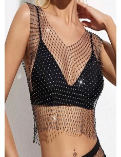 Top rejilla escote V