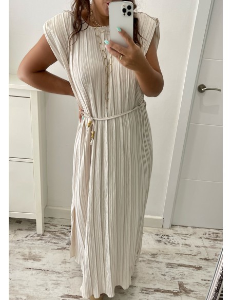 Vestido hombreras PLISADO