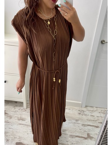 Vestido hombreras PLISADO