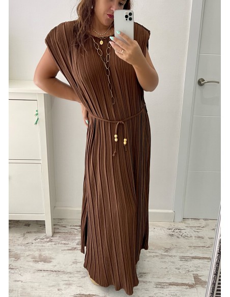Vestido hombreras PLISADO