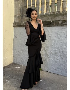 VESTIDO PRIEGO PLUMETTI NEGRO