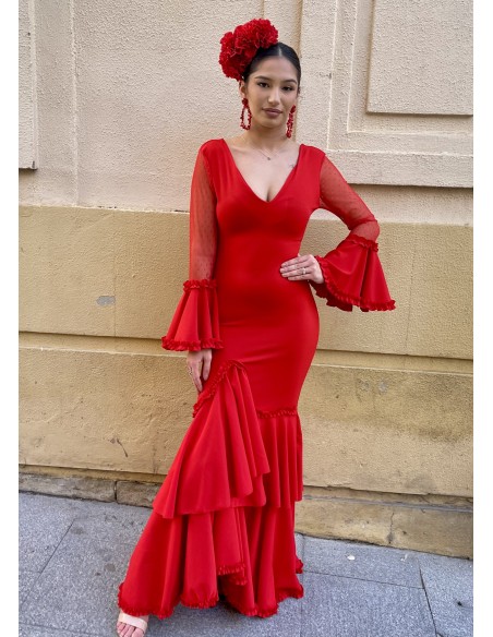 VESTIDO PRIEGO PLUMETTI ROJO