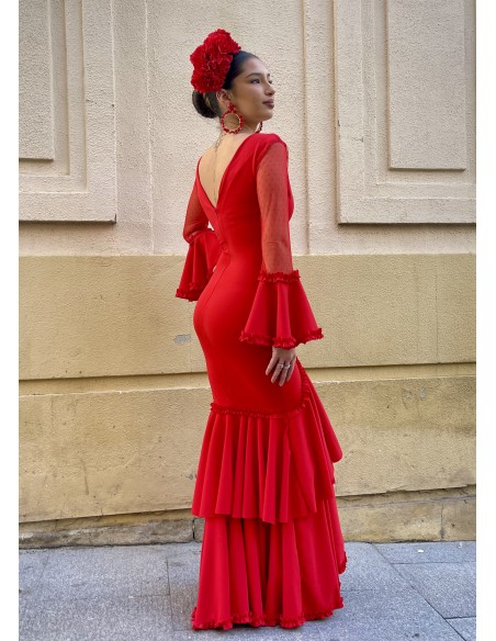 VESTIDO PRIEGO PLUMETTI ROJO