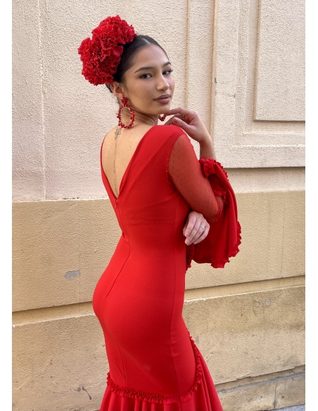 VESTIDO PRIEGO PLUMETTI ROJO