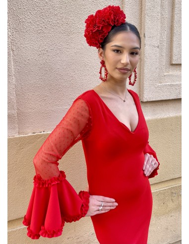 VESTIDO PRIEGO PLUMETTI ROJO