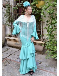 VESTIDO PRIEGO FLAMENKA VERDE AGUA