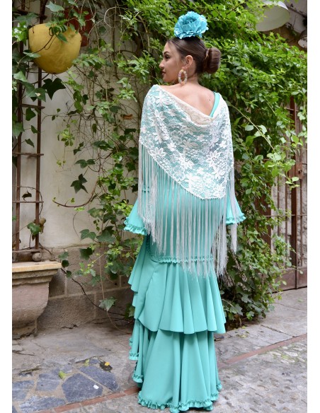 VESTIDO PRIEGO FLAMENKA VERDE AGUA