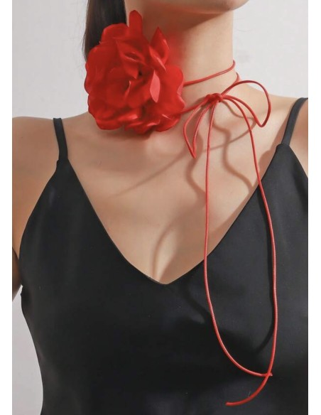 Choker FLOR rojo