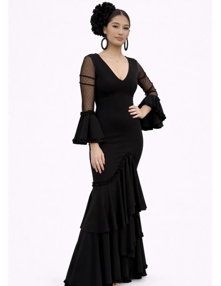 VESTIDO PRIEGO PLUMETTI NEGRO