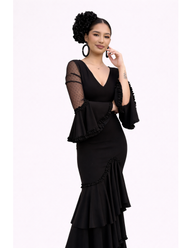 VESTIDO PRIEGO PLUMETTI NEGRO