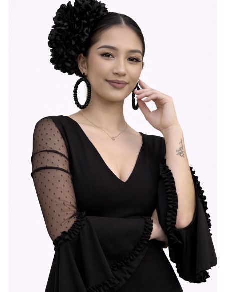 VESTIDO PRIEGO PLUMETTI NEGRO