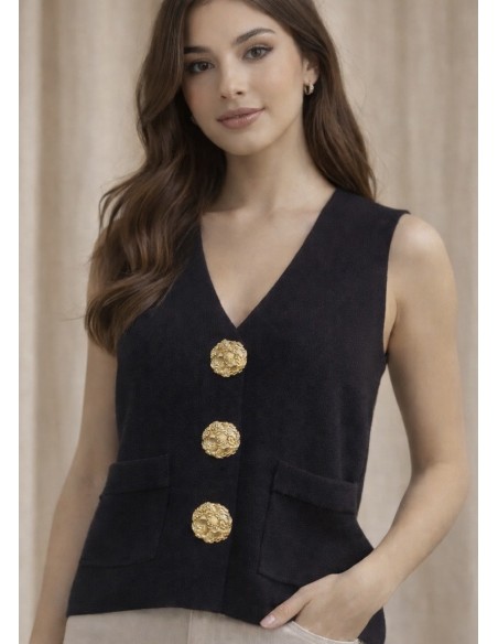 Chaleco Punto botones GOLD