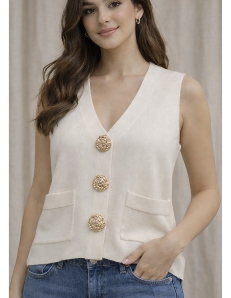 Chaleco Punto botones GOLD